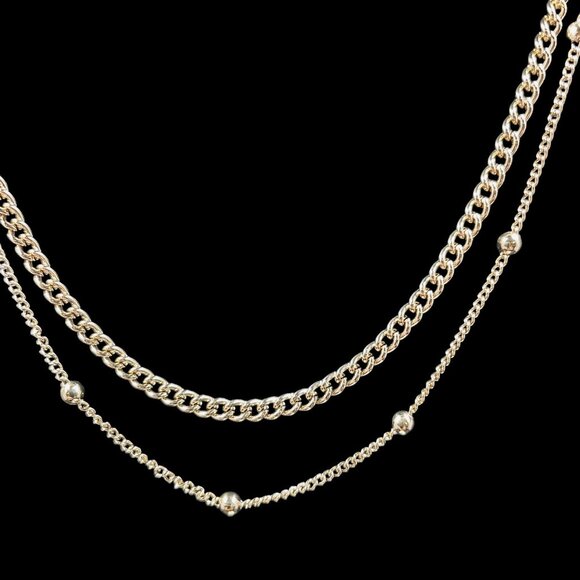 Ettika Layered Gold Tone Beaded Chain Necklace Adjustable Minimalist Boho Chic - Picture 7 of 9